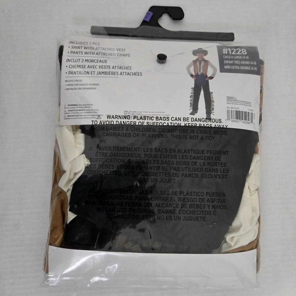 Cowboy Costume - Kids Size XL 14 - 16